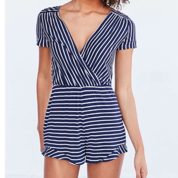 Urban Outfitters Pants - NWT Rolla Coster Striped Ruffle Trim Romper